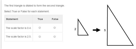 The First Triangle Is Dilated To Form The Second Triangle Select True