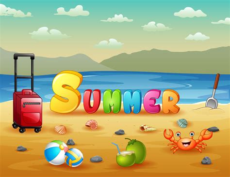 Cartoon Illustration Of Summer Vacation Beach Background 10574549