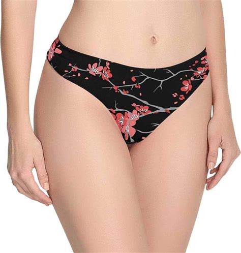 Amazon Com Custom Nolvelty Cherry Blossom Women S Thongs Panties