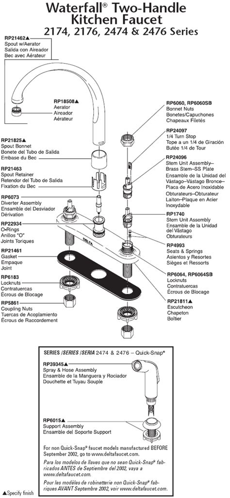 Bonnet nut retaining the cartridge for most single handle dst kitchen and bath faucets. PlumbingWarehouse.com - Delta Kitchen Faucet Parts For ...