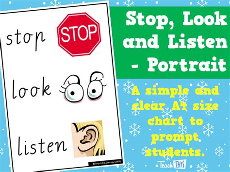 Stop Look And Listen Portrait Printable Behaviour Management