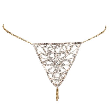 Sexy Retro Crystal Crossover Underwear Chain Sexy Thong Mini Thong Gold Body Chains For Women