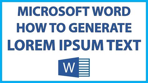 Microsoft Word How To Generate Lorem Ipsum Text 365 2022 Youtube
