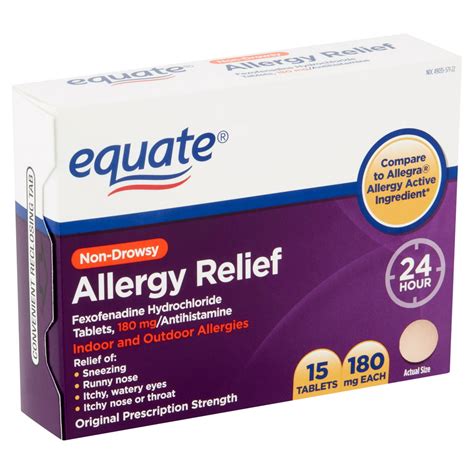 Equate Non Drowsy Allergy Relief Tablets 180 Mg 15 Count Walmart