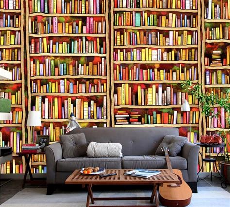 Custom 3d Mural Non Woven 3d Stereo Wallpaper Bookroom Living Room Tv