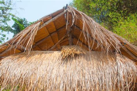 The Texture Of Thatched Roof At The Hut In The Countryside Stock Photo
