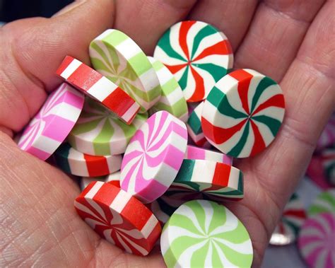 Peppermint Candies For Christmas Craft Fake Round Candy Etsy