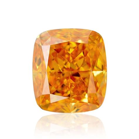 050 Carat Fancy Vivid Yellowish Orange Diamond Cushion Shape Si1