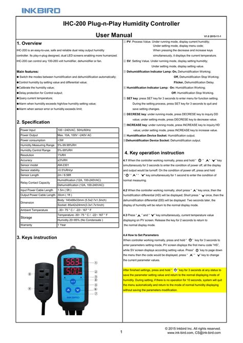 Ihc 200 Plug N Play Humidity Controller User Manual Manualzz