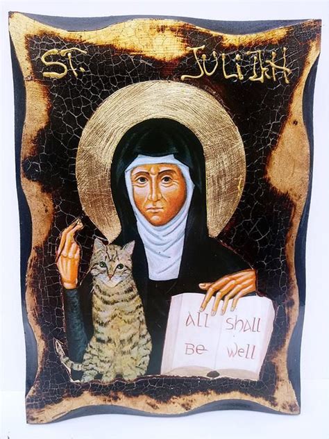 Saint Julian Of Norwich Anchoress Mystic Handmade Wood Icon On Plaque