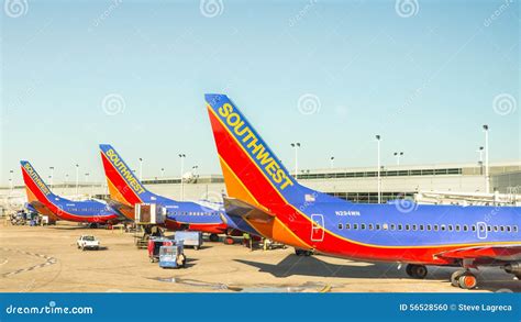 Three Southwest Airplanes A320 Parked At A Southwest Florida