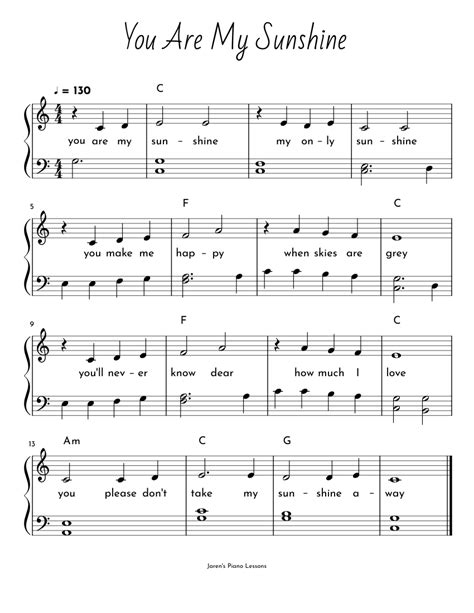 Free sheet music preview of you are the reason for voice, piano or guitar by calum scott. You Are My Sunshine Sheet music for Piano (Solo ...
