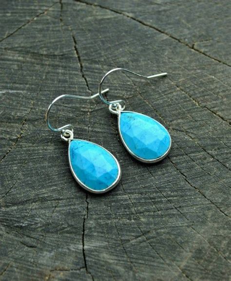 Genuine Turquoise Earrings Sterling Silver Turquoise Dangle Etsy