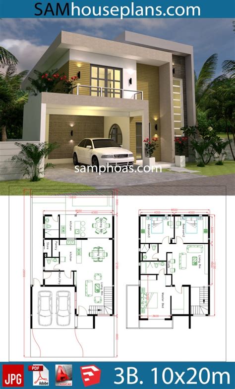 Queen anne homes are more likely to make use of thinner round columns, gingerbread ornament and delicate. 3D House Design Plans With 3 Bedrooms Plot 10x20m ...