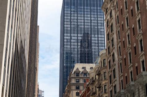 Midtown Manhattan Street With Buildings And Skyscrapers In New York