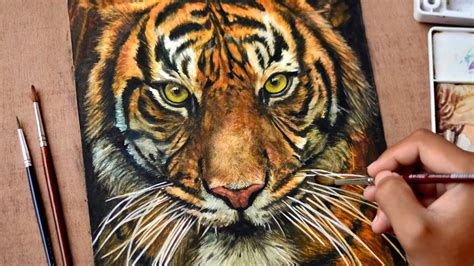 Painting Realistic Tiger In Watercolor Youtube