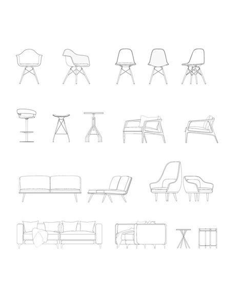 Modern Furnitures Dwg Interior Design Sketches Interior Design