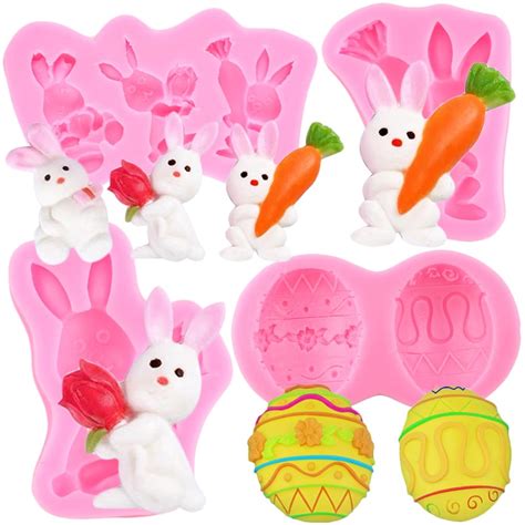 3d Easter Egg Rabbit Silicone Mold Bunny Pastry Fondant Molds Cake