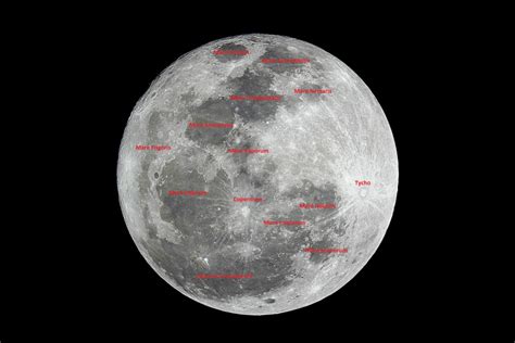 Mapa de los detalles más prominentes durante la luna llena Captando