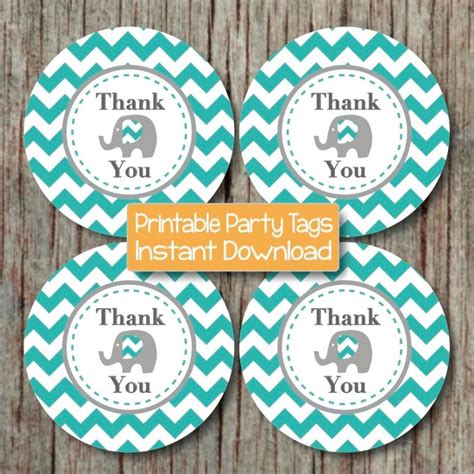 Free printable baby boys thank you cards. Aqua Grey Elephant Printable Thank | bumpandbeyonddesigns