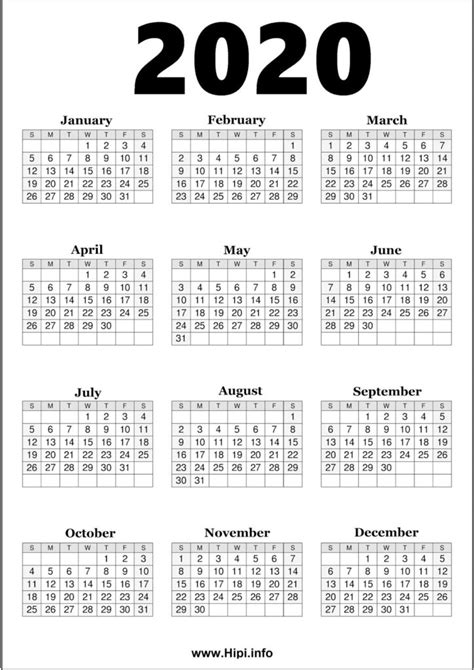 Printable 2020 Calendar A4 Printable Graphics