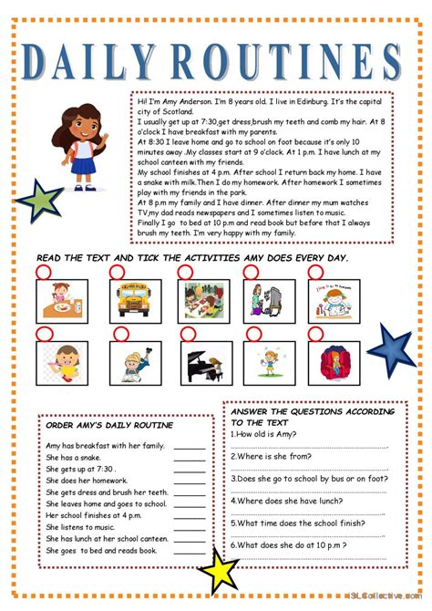 PRESENT SIMPLE TENSE DAILY ROUTINES English ESL Worksheets Pdf Doc