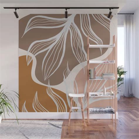 Buy Organic Shapes And Palm Leaves Wall Mural By Alisagal Worldwide
