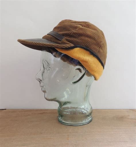 1950s Style Stormy Kromer Brown Corduroy Cap With Ear