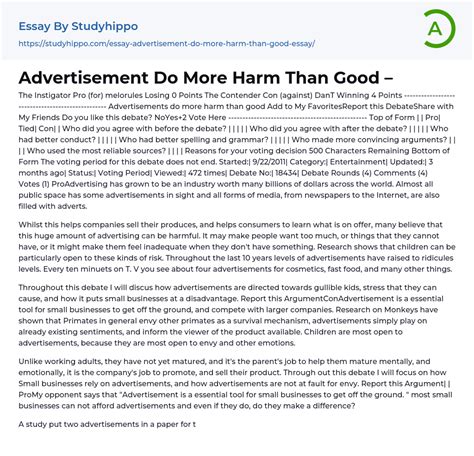 Advertisement Do More Harm Than Good Essay Example