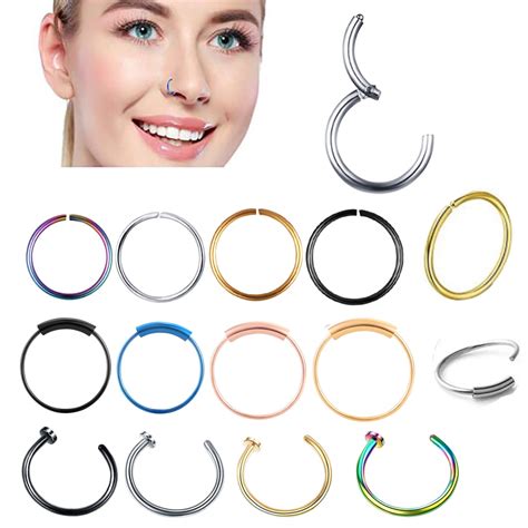 Tiancifbyjs Steel Clicker Segment Nose Hoop Ring 20g Body Jewelry Helix