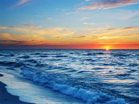 Superb Ocean Sunset Hd Desktop Wallpaper Widescreen High Definition