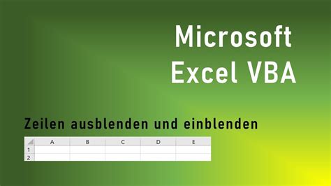 Microsoft Excel VBA Zeilen Ausblenden Und Einblenden YouTube