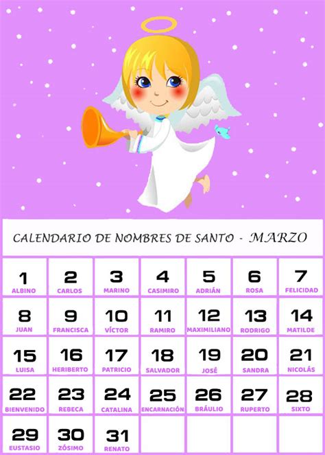 Calendario De Los Nombres De Santos De Marzo Santos Calendario Nombres