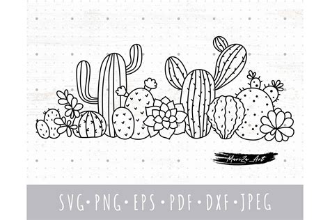 Cactus And Succulent Floral Border SVG Graphic By MySpaceGarden