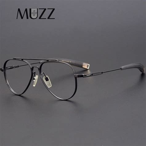 muzz men s full rim round double bridge brushed titanium frame eyeglasses 108 in 2022 mens