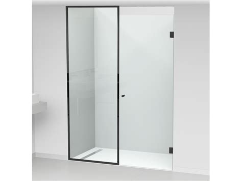 Matte black stainless shower screen glass hinge showerscreen holder 180 degree. Shower screen 1 full-height fixed panel + 1 swing door ...
