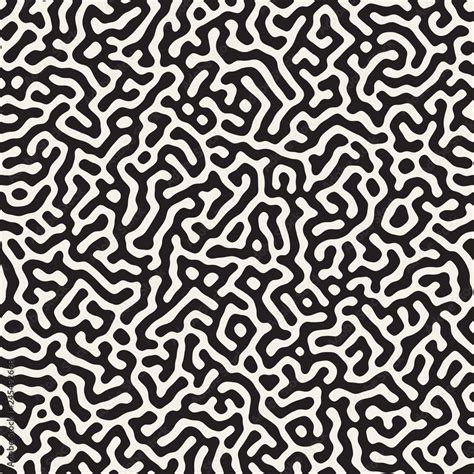 Vector Seamless Pattern Monochrome Organic Shapes Texture Abstract Rounded Messy Lines Stylish