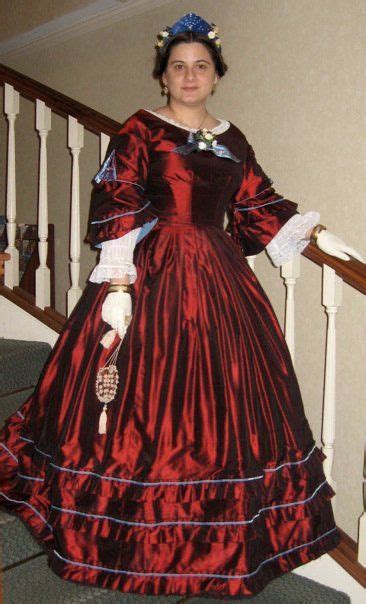 When she wore her new evening gown, a white tulle. 1860's Silk Evening Dress | Civil war dress, Historical ...