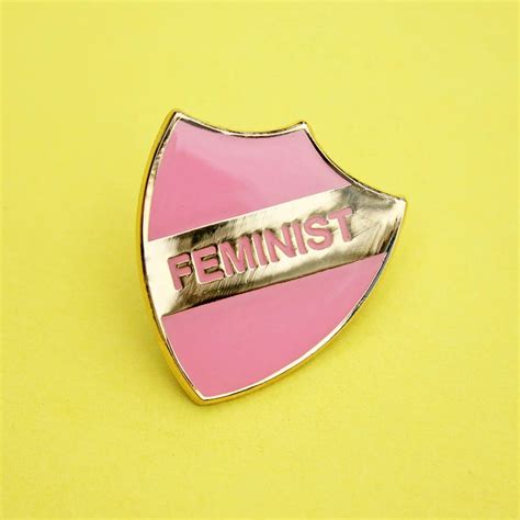 Pink And Gold Feminist Enamel Pin Girl Power Etsy