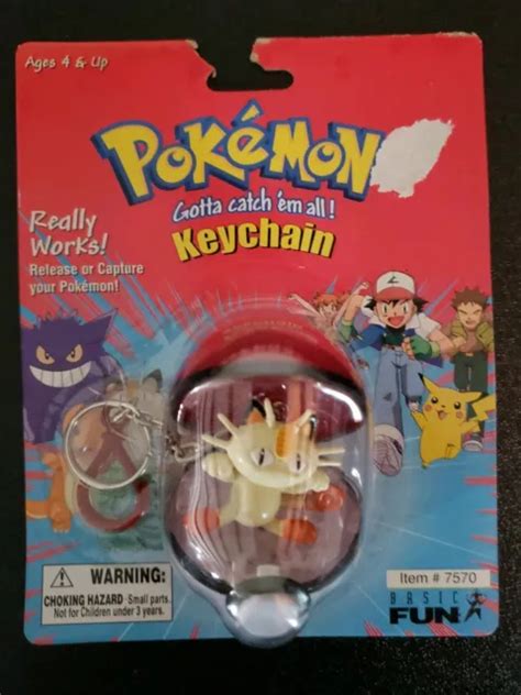 Pokemon Meowth Keychain Pokeball Basic Fun Figure 1999 7570 New Free
