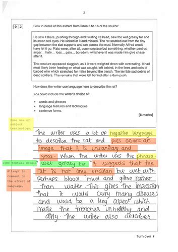 Aqa English Language Paper 1 Marked And Annotated Exam Responses On All