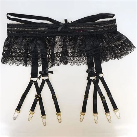 Sexy Garters Lace Women Sexy Suspender Belts Female Bow 8 Straps Gold