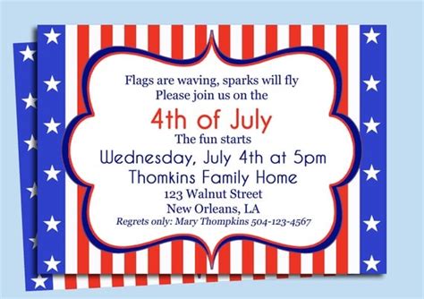Items Similar To Fourth Of July Invitation Printable Or Printed With