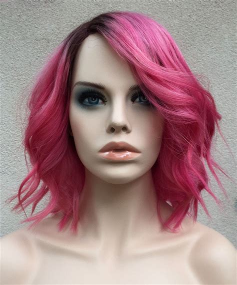 Pink Ombre Lace Front Human Hair Wigs Loose Curl Wigs Glueless Human