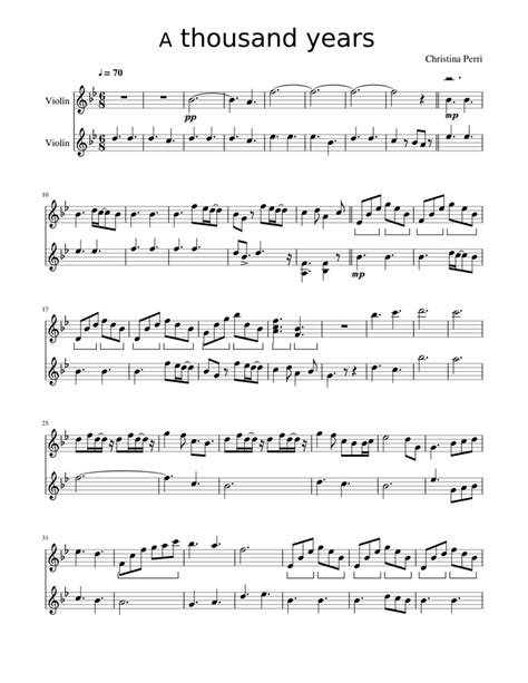 A Thousand Years Sheet Music For Piano Violin Download Free In Pdf Or Midi