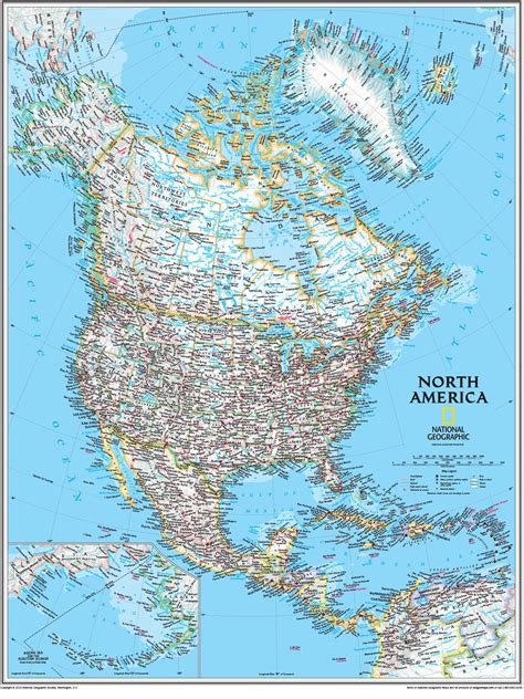 Wall Map Of North America Large Laminated Political Map All In One Photos