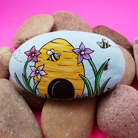 Downloadable Bee Happy Rock Painting Tutorial Etsy Rock Painting