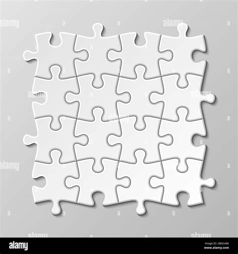White Blank Puzzle Piece Vector Set Puzzle Jigsaw Game Teamwork