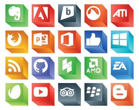 20 Social Media Icon Pack Including sports electronics arts office amd