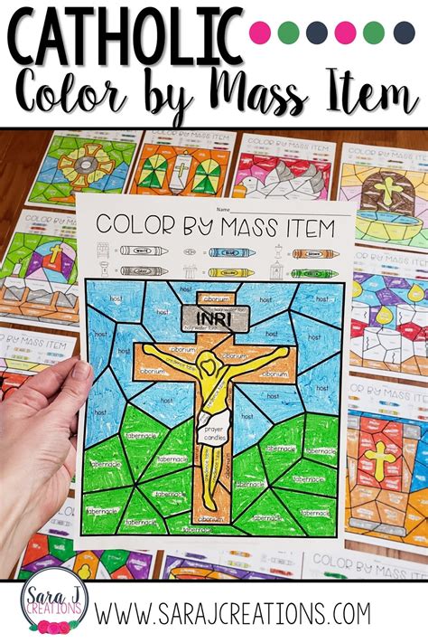 Free printable coloring pages and activity bulletins for kids to use at catholic mass. Catholic Color by Mass Item Coloring Pages | Sara J Creations